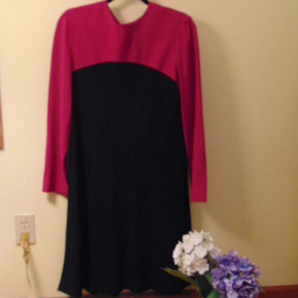 Liz Claiborne Occasion Dress--Hot Pink/Blk Sz12